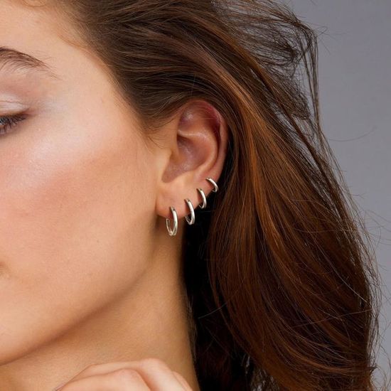 Chriscoco 6 Paires Creoles Argent Femme Boucles D'Oreilles Femme Argent/Or 14K Plaqué Or Petite Creole Hypoallergénique Piercing Oreille 7/8/9/10/12/14MM