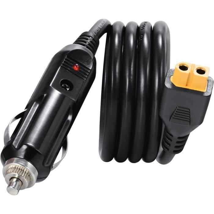 Thlevel Adaptateur Mâle Allume-Cigare 12V/24V Avec Câble 30cm 16 AWG - 2 Pièces Avec Fusibles
