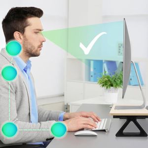 Support Moniteur Bureau Acrylique - Surélève écran +3cm - Design Compact Avec Espace De Rangement - Prêt à L'emploi - 4