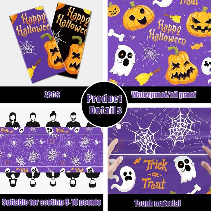 Nappe D'Halloween - Motif Citrouille - 108x180 Cm - En PE Imperméable Et Lavable - Pour Décoration De Table Intérieure Ou Extérieure - Fêtes à Thème - 5
