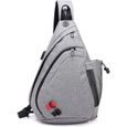 FANDARE Leger Sac de Poitrine Sac d'Epaule Sling Chest Bag Sacoche avec USB Sac Bandouliere pour Homme Femme pour Ecole Voyag-0