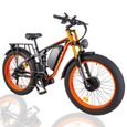 KETELES K800PRO-2 * 1000W vélo électrique à double moteur- 7 vitesses-batterie  23AH-26*4 gros pneus-suspension complète-Orange-0