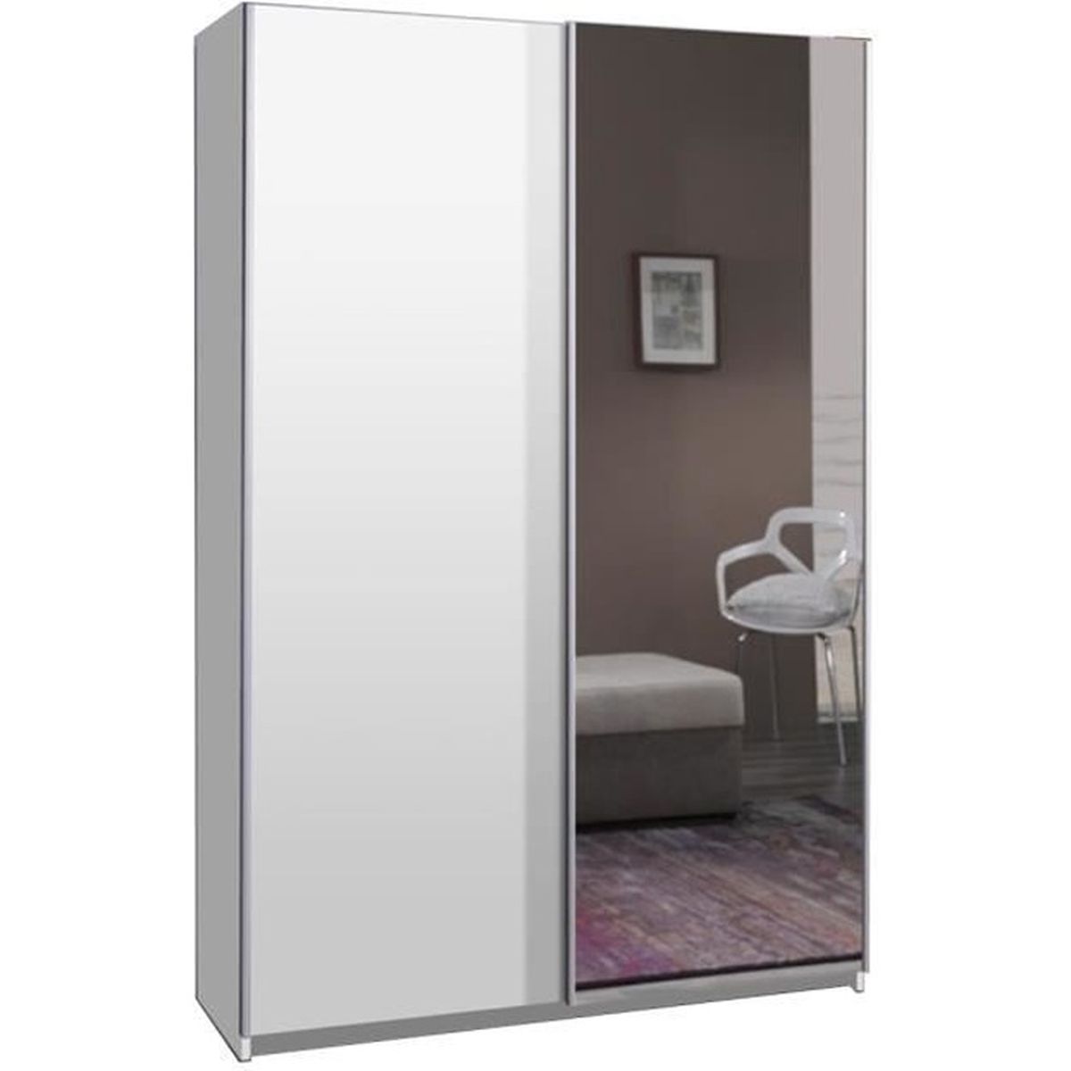 Armoire de chambre avec miroir 2 portes coulissantes Style