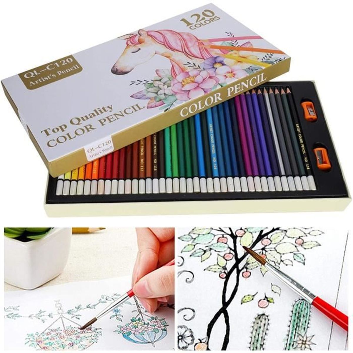 120 Crayons de Couleur Professionnel, Set de Crayon Aquarelle pour
