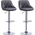 ALIGHTUP Lot de 2 Tabouret de Bar en Similicuir, chaise de bar Hauteur réglable 60-80cm Gris