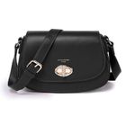 David Jones - Sac Bandoulière Femme - Besace Sac à Main Porté Epaule Simili Cuir PU - Pochette Sacoche à Rabat Tourniquet - Noir