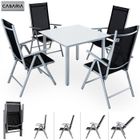 CASARIA Salon de jardin aluminium Bern 4+1 argent chaise pliante dossier haut 8 positions terrasse balcon ensemble table et chaises