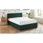 HOMIFAB Ensemble matelas mémoire + lit coffre et sommier 140x190 en velours vert Memo HR avec tête de lit - Collection Tina