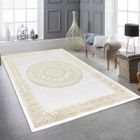 Tapis de salon moderne TEPPICH-TRAUM - Motifs orientaux dorés - Blanc - 160 x 230 cm