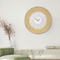 WOMO-DESIGN | Grande Horloge Murale XXL Alfheim Ronde Ø85 cm Blanc-Nature, en Bois-Métal, Style Vintage, Décoration Rétro, Chiffres