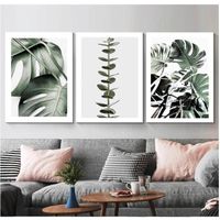 Moderne Affiche Plante Verte Feuille Toile Tableau Art Peintures pour Salon Chambre Tableau Decoration, Sans Cadre 3X50X70CM