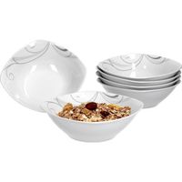Van Well Portofino set de 6 bol à céréales, bol à soupe, petit bol, Ø 14,3 cm, 300 ml, décor vrille, porcelaine de marque fine