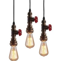 3PCS E27 Vintage rétro bricolage industriel fer plafond lampe suspension robinet créative(sans ampoule)
