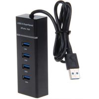 4-Port Hub USB 3.0 High Speed Ports Pour Ordinateur, Pc, Tablette (Noir)