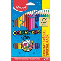 Maped - Crayons de Couleur Color'Peps Classic - 18 Couleurs Vives - Crayon Triangulaire Ergonomique - Certifiés FSC