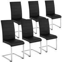 TECTAKE Ensemble de 6 chaises style scandinave BETTINA Siège rembourré avec housse en cuir synthétique - Noir