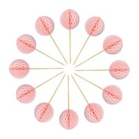 Decors De Table - Petits Objets Decoratifs - THE REPLICANT - Top Gâteau 12 Piques Boule Alvéolées - Couleur:Rose