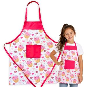 Tablier Enfant Fraise En Coton – Réglable, Poche Pratique, Pour Cuisiner, Peindre Ou Bricoler