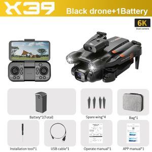 DRONE 6k-Noir-Double C-1b-KOHR 2023 nouveau X39 Pro mini