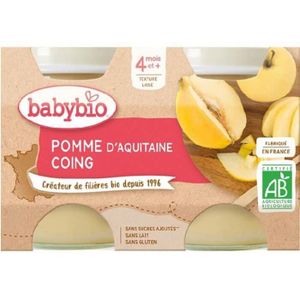 COMPOTE DESSERT FRUITÉ Babybio - Petit Pot Bébé Pomme Coing - Bio - 2x130g - Dès 4 mois