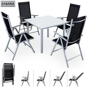 Ensemble table et chaise de jardin Salon de jardin aluminium Bern 4+1 argent chaise p
