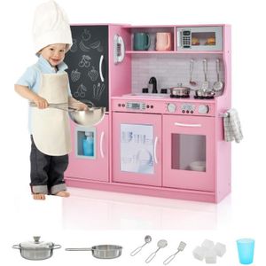 DREAMADE Cuisinière en Bois pour Enfants, Jeu de Cuisine avec Sons et DREAMADE Cuisinière en Bois pour Enfants, Jeu de Cuisine avec Sons et