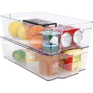 mDesign bac de rangement pour frigo, étagère ou congélateur (lot de 4) –  bac alimentaire avec grande ouverture en plastique sans BPA – rangement  frigo pour légumes, conserves, etc. – transparent 