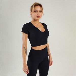 PANTALON DE SPORT Ensemble de vêtements Femme - Pantalon sexy à manches courtes pour fitness et yoga - Noir CK™