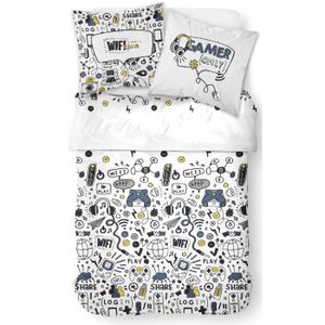 Wintdeer Housse de Couette 140x200 Gamer - Parure de Lit 140 x 200 Ado  Garçon avec Fermeture Éclair 1 Personne, Parure Housse Couette en  Microfibre avec 1 Taie d'oreiller 65x65 cm 