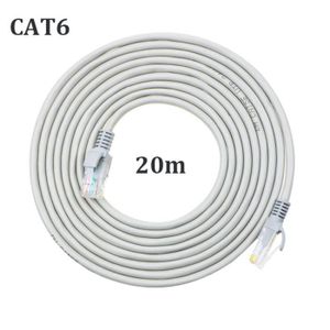 CÂBLE RÉSEAU  20M Câble Ethernet Cat6 Câble Réseau Plat RJ45 Hau