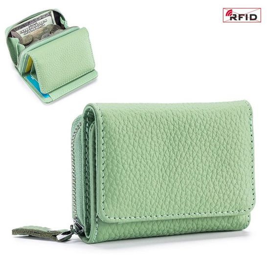 Portefeuille Femme En Cuir Véritable RFID - Bloqueur De Ondes | Porte-Cartes Multi Poches | Style Vintage