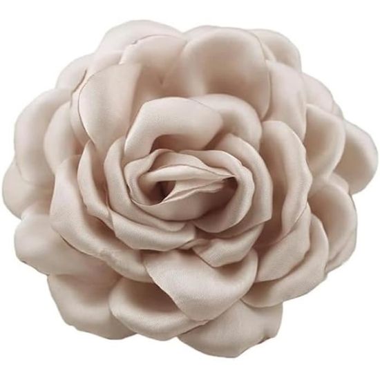 Grande Broche Camélia Fleur Rose Tissu - Accessoire Élégant Pour Robe Et Vêtements