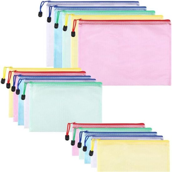 Lot De 10 Pochettes à Fermeture éclair A5/A6/A7/B5/A4 - Pour Organiser Documents, Livres