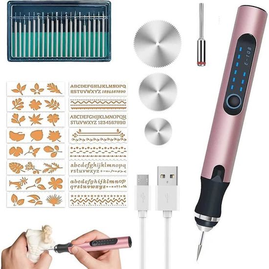 Stylo Électrique Diamond Painting Rechargeable - 3 Niveaux D'Aspiration, Batterie 400mAh, 2 Embouts - Accessoire Loisirs Créatifs