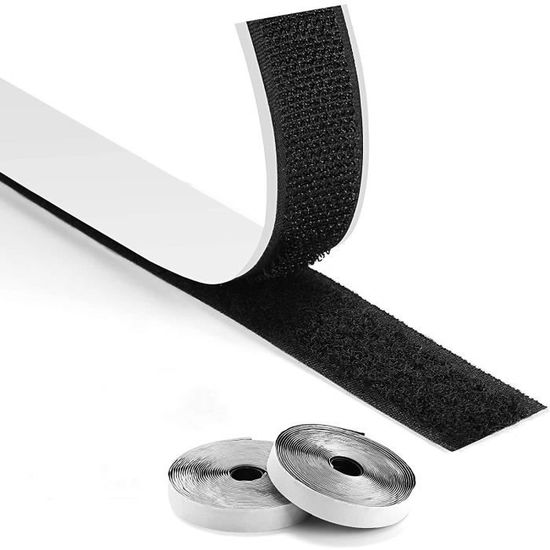 Scratch Autocollant Double Face - 1.8m X 2cm - Noir - Pour Moustiquaires, Cadres, Tapis