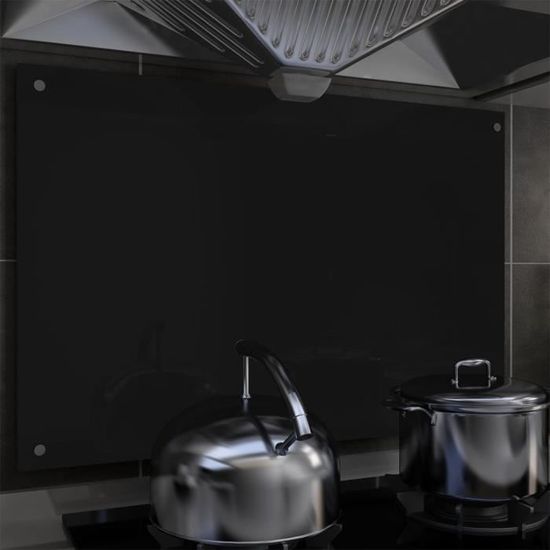735447Haut de gamme® Dosseret de cuisine Crédence Cuisine - FOND DE HOTTE - Noir 90 x 60 cm Verre trempé