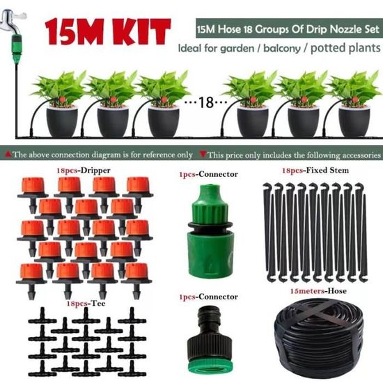 EITEYI Kit Irrigation Goutte à Goutte 55m+15m 340 Pièces - Système Arrosage Automatique Jardin, Serre & Pelouse