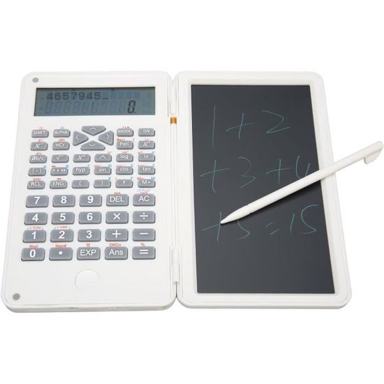 mewmewcat Calculatrices scientifiques, calculatrice scientifique avec tableau d'écriture effaçable 240 fonctions, écran LCD à 2 lignes, calculatrice de mathématiques financières, fournitures scolaires