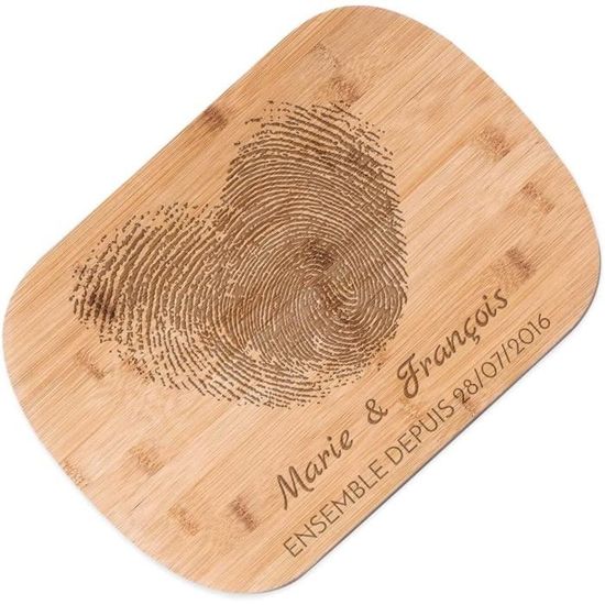 Planche à Fromage MAVERTON 34x34 Cm Avec Set 4 Accessoires - Bois Gravé Cœur - Cadeau Anniversaire Femme