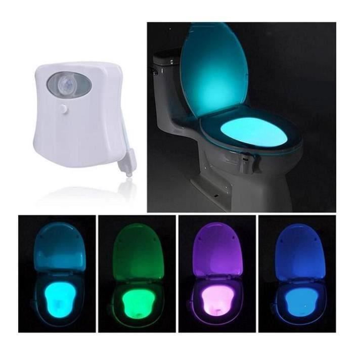 Lampe de Toilette Veilleuse LED Détecteur de Mouvement Éclairage avec  Couleurs Multicolores Idéal pour Cuvette Siège Salle de Bain - Cdiscount  Maison