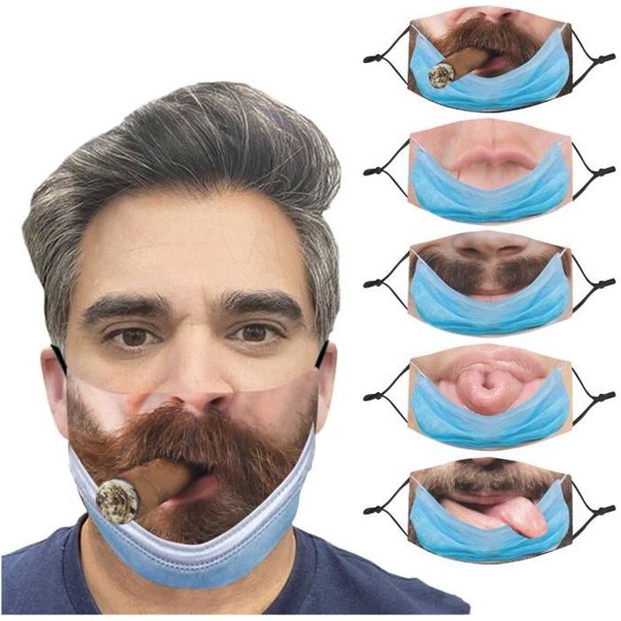 5PCS Unisexe Adulte Visage Imprimé Visage Drôle Masque De Cyclisme Respirant En Plein Air j535
