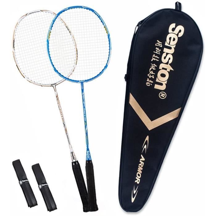 Senston S300 Haute Qualité supérieur Set de Raquettes Badminton Pleine Carbone Raquettes Bonne stabilité 2 Raquette and 2 surgrips
