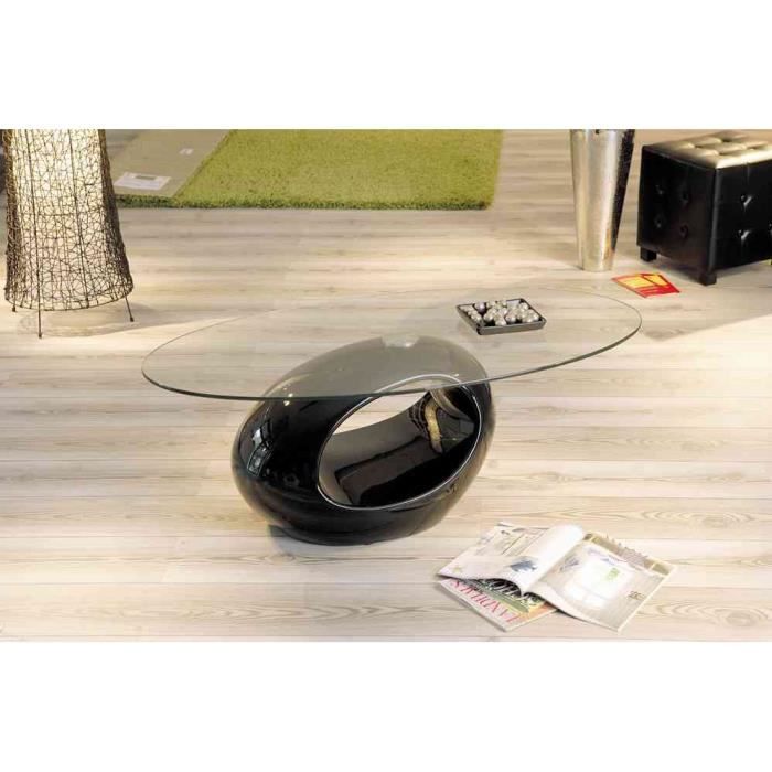 Table basse ronde verre noire