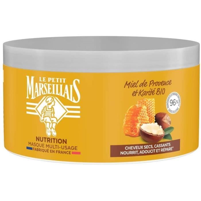 Le Petit Marseillais Masque Nutrition pour Cheveux Secs et Abîmés, Miel de Provence & Karité Bio