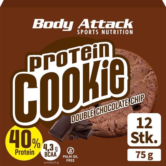 cookie protéiné, 75 g - Biscuits chocolat emballés individuellement - En-cas sains avec beaucoup de protéines - Double Chocolate Chi
