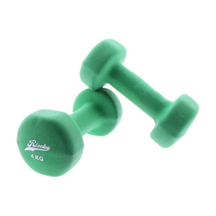 Paire D`Halteres en Nèoprène Vert. Riscko - 8kg (4+4)