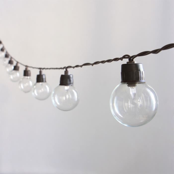 Guirlande lumineuse solaire 40 ampoules rondes