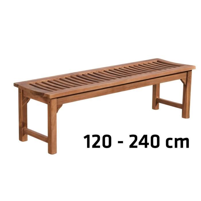 CLP Banc de jardin en bois de teck robuste HAVANA V2, sans dossier (jusqu´à 8 tailles au choix)