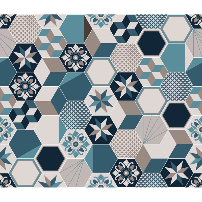 Crédence adhésive carreaux en aluminium Exa - L. 20 x l. 20 cm - Bleu