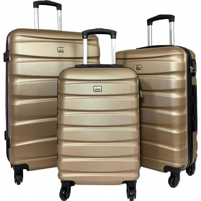 Lot 3 Valises Rigides dont 1 Valise Cabine David Jones ABS CHAMPAGNE - BA10303-CHAMPAGNE